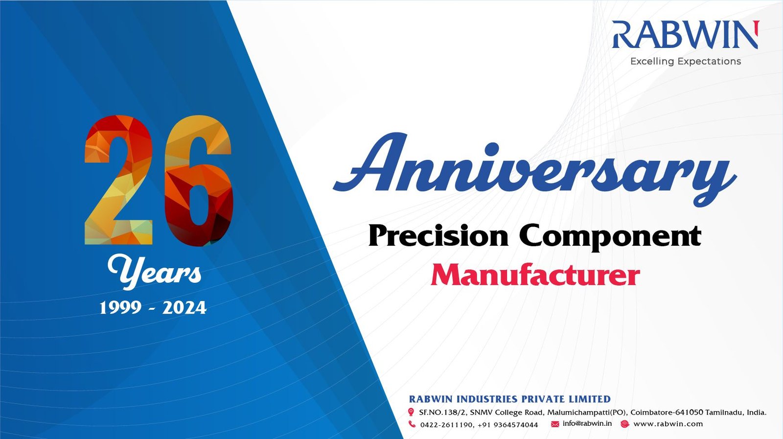 Celebrating 26 years of manufacturing excellence