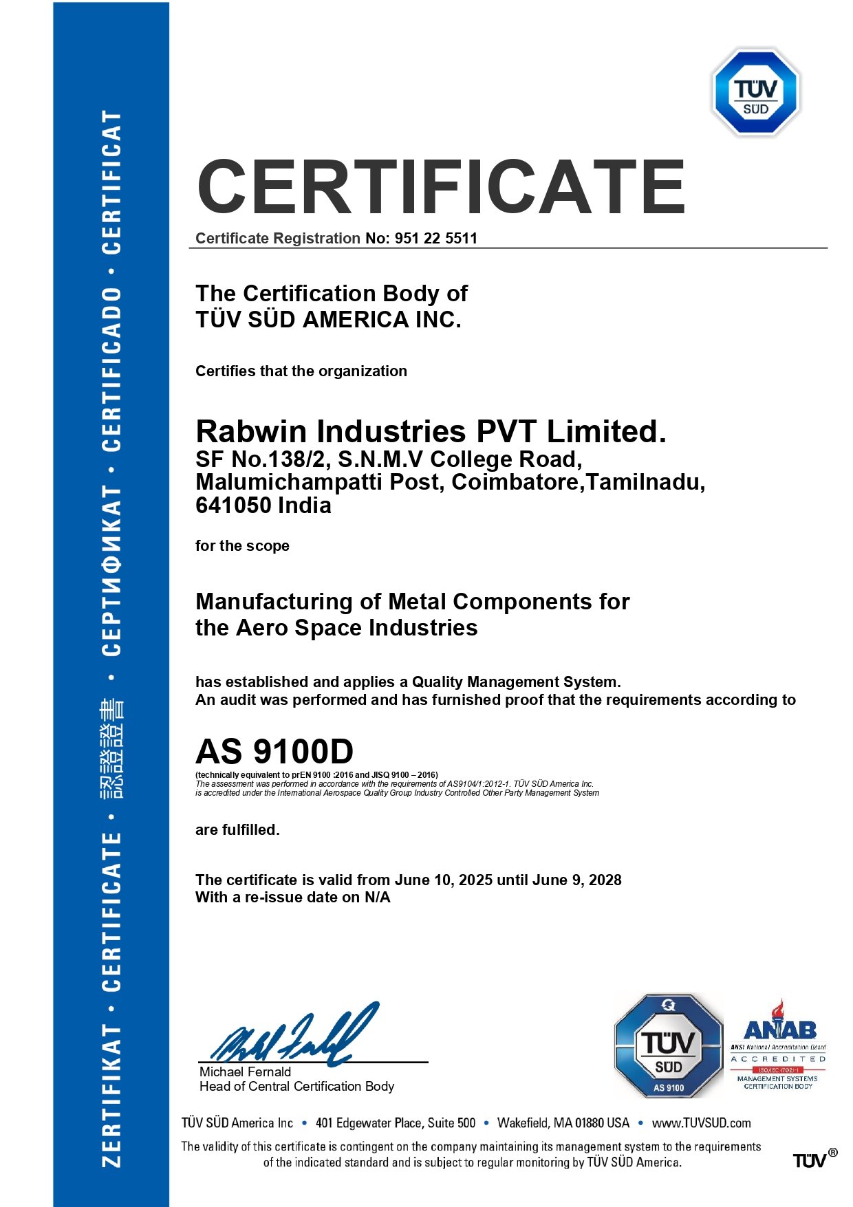 AS 9100DValid till: 2028-06-09